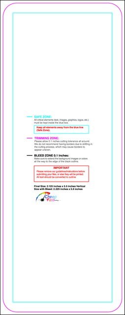 Clubflyer 2.125inx5.5in V Round Front guideline preview