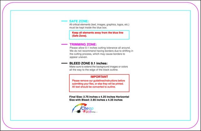 Clubflyer 2.75inx4.25in H Round Front guideline preview