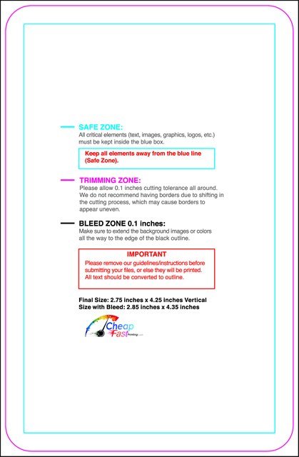 Clubflyer 2.75inx4.25in V Round Front guideline preview