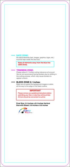 Clubflyer 3.5inx8.5in V Round Front guideline preview