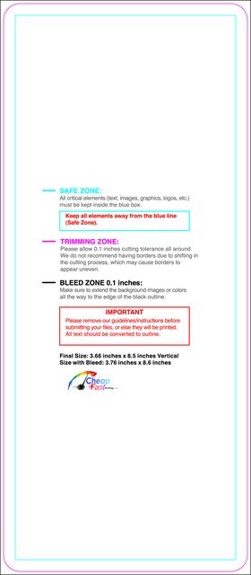Clubflyer 3.66inx8.5in V Round Front guideline preview
