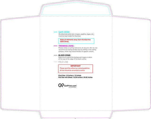 Envelope 10inx13in Catalog Front guideline preview
