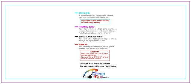Envelope 4.125inx9.5in Front Universal guideline preview