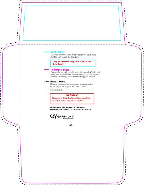 Envelope 4.375inx5.75in Front guideline preview