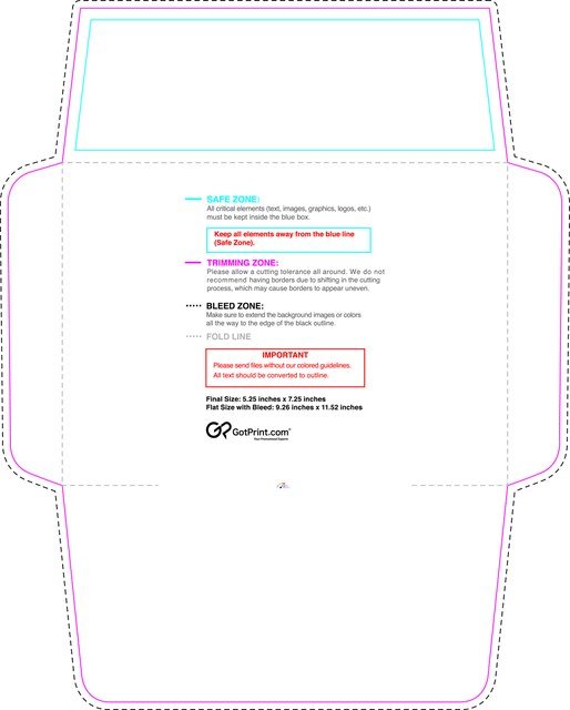 Envelope 5.25inx7.25in Front guideline preview