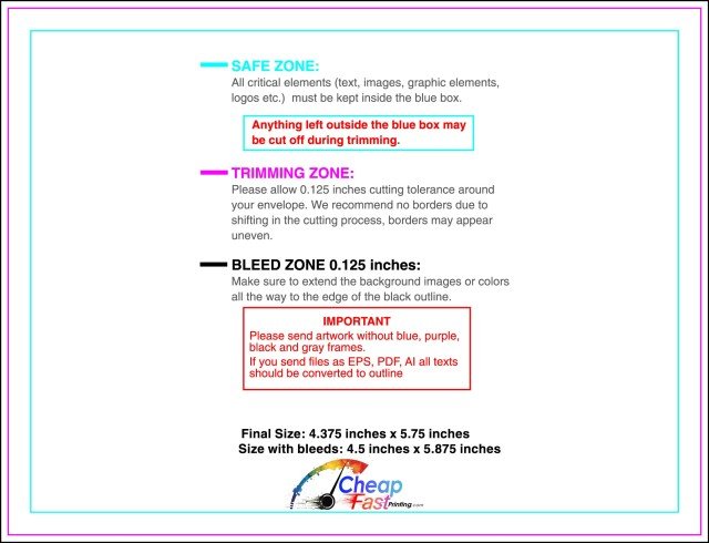 Envelope 5.75inx4.375in Front guideline preview