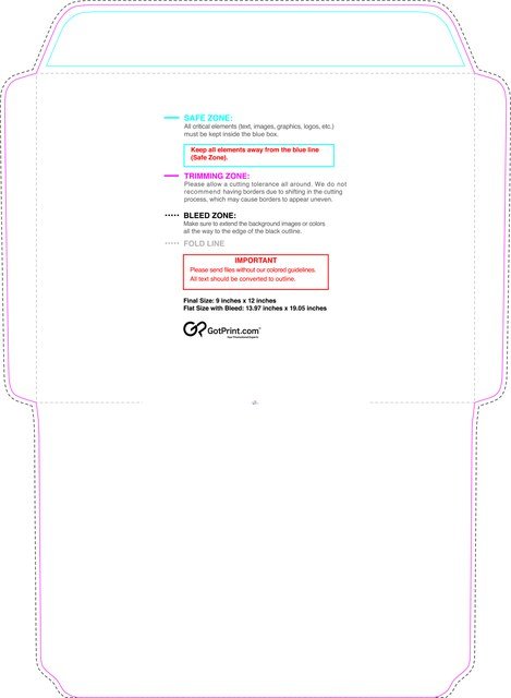 Envelope 9inx12in Booklet Front guideline preview