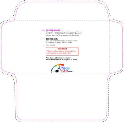 Envelope 3.625inx6.5in Remittance Short Flap Inside guideline preview