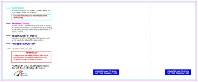 Eventtickets 3.5inx8.5in H B Perforated Front guideline preview