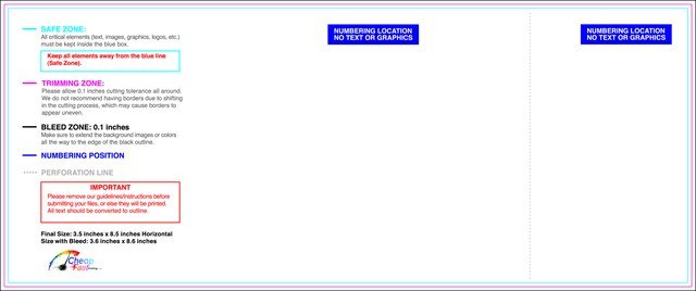 Eventtickets 3.5inx8.5in H T Perforated Front guideline preview