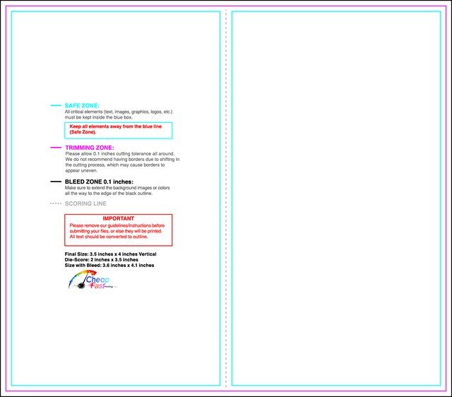 Businesscard 3.5inx4in V Front guideline preview