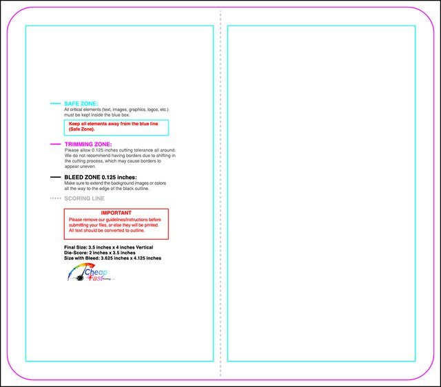 Businesscard 3.5inx4in V Round Front guideline preview