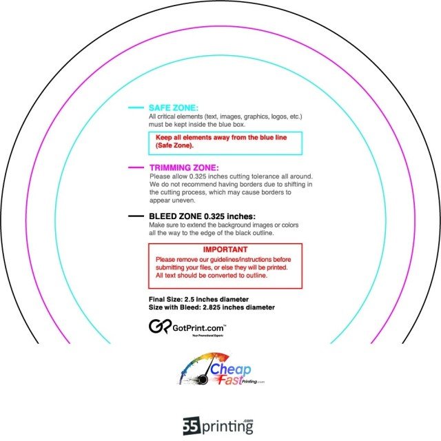 Magnet 2.5inx2.5in Circle guideline preview