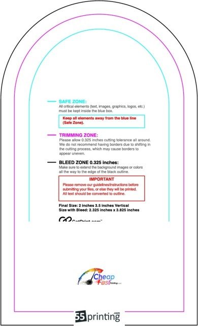 Magnet 2inx3.5in V Half Circle guideline preview