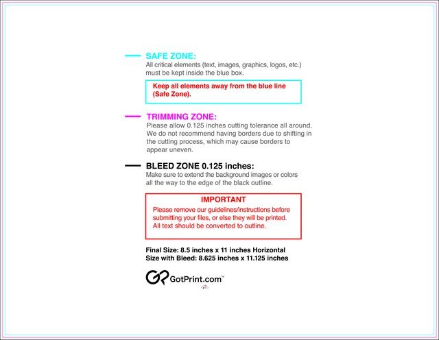 Notepad 8.5inx11in H Front guideline preview