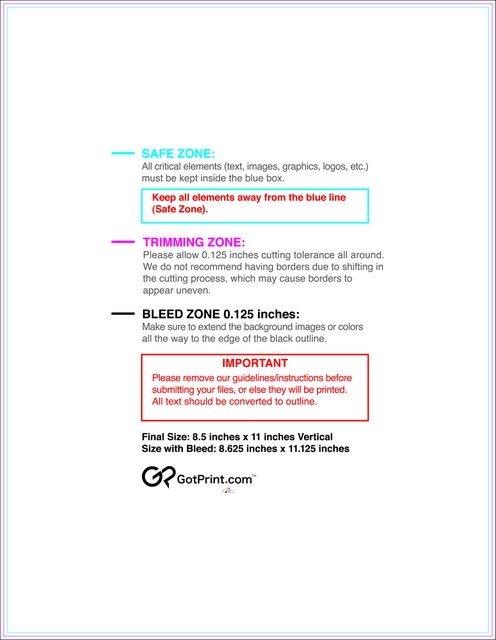 Notepad 8.5inx11in V Front guideline preview