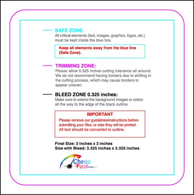 Postcard 3inx3in Round Front guideline preview