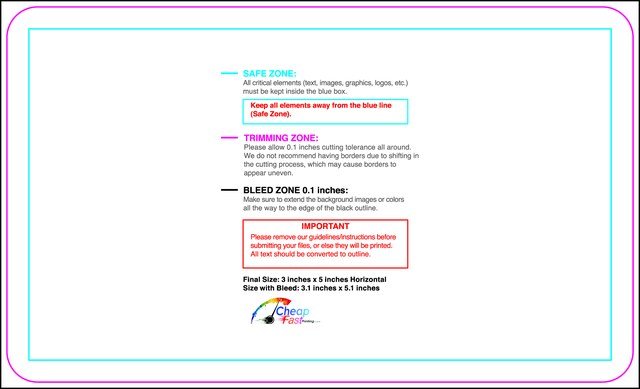 Postcard 3inx5in H Round Front guideline preview