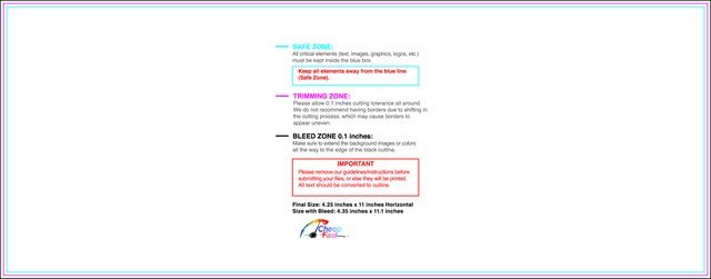 Postcard 4.25inx11in H Front guideline preview