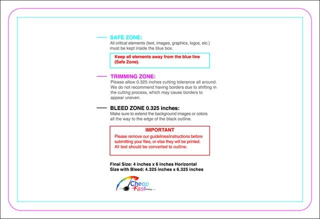Postcard 4inx6in H Round Front guideline preview