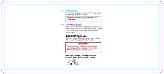 Postcard 4inx9in H Round Front guideline preview