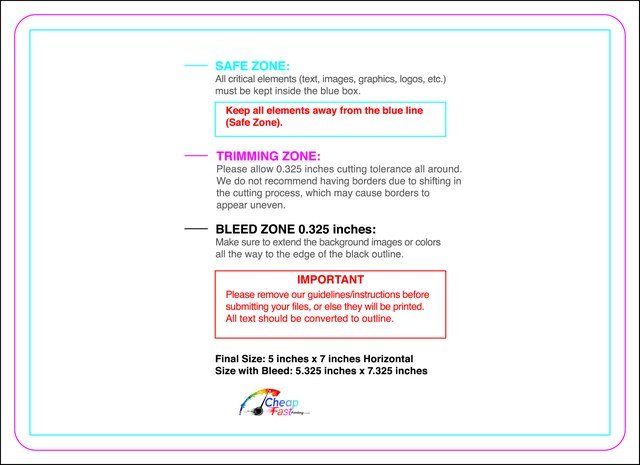 Postcard 5inx7in H Round Front guideline preview