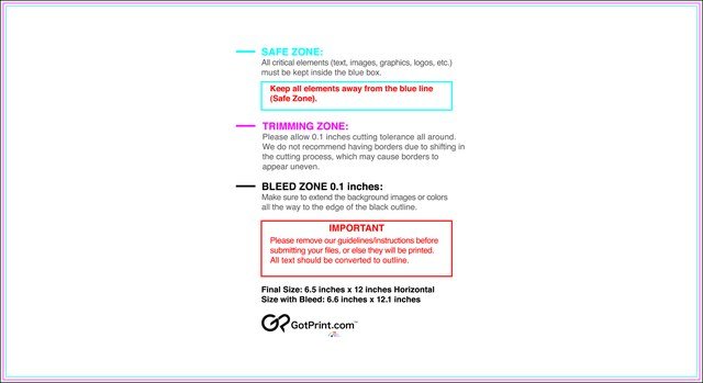 Postcard 6.5inx12in H Front guideline preview