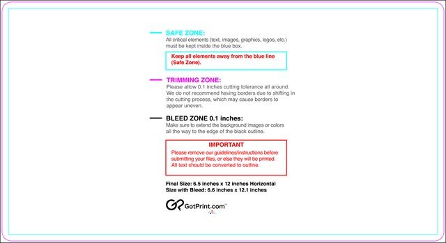 Postcard 6.5inx12in H Round Front guideline preview