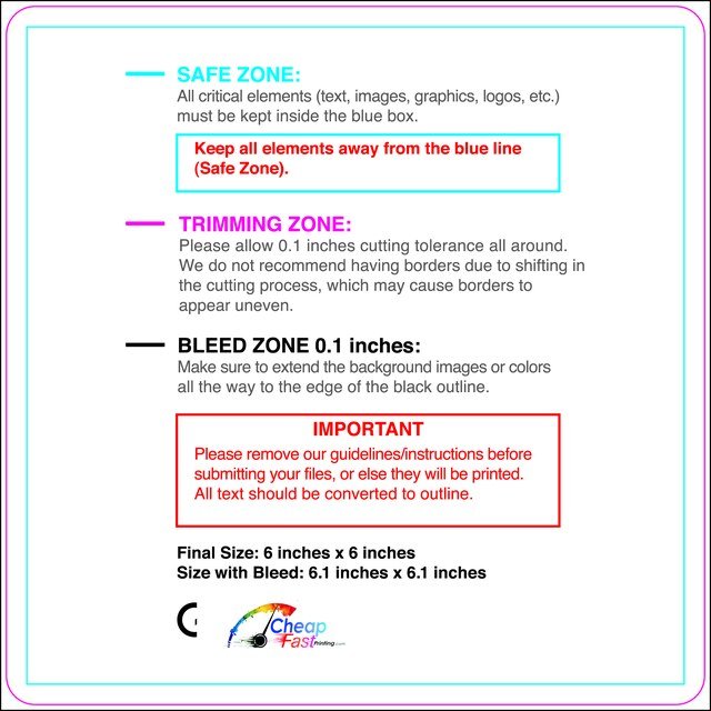 Postcard 6inx6in Round Front guideline preview