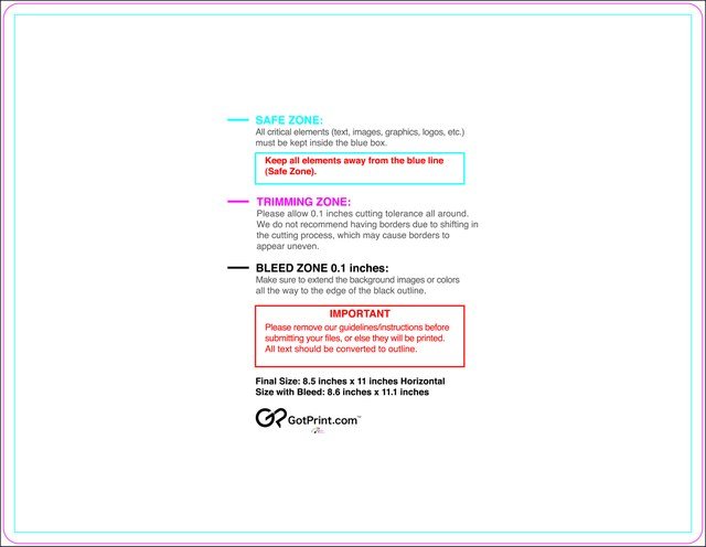 Postcard 8.5inx11in H Round Front guideline preview