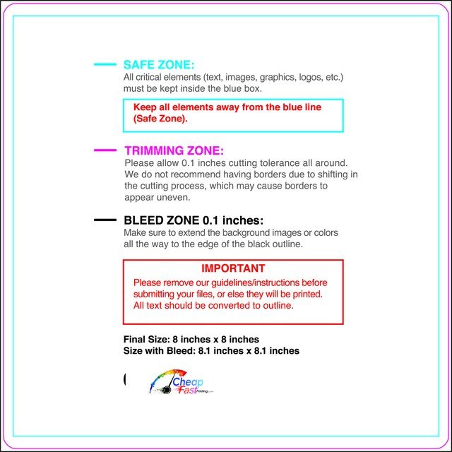 Postcard 8inx8in Round Front guideline preview