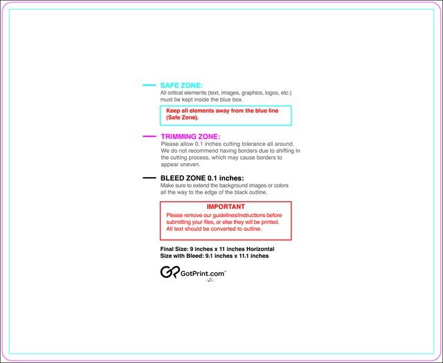 Postcard 9inx11in H Round Front guideline preview