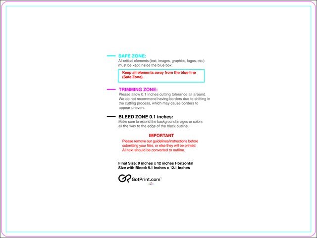 Postcard 9inx12in H Round Front guideline preview