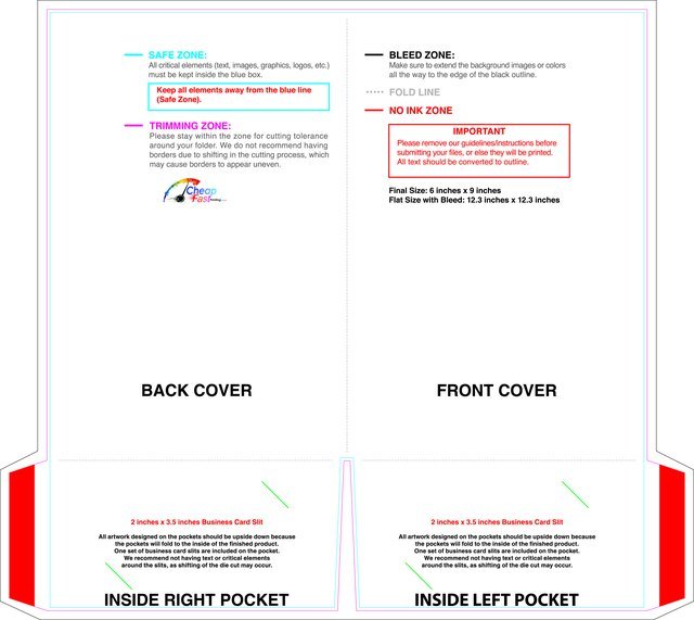 Doublepocketfolder With Slit 6inx9in 3in Pocket Front guideline preview