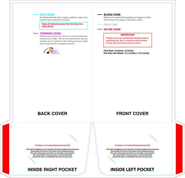 Doublepocketfolder With Slit 6inx9in 4in Pocket Front guideline preview