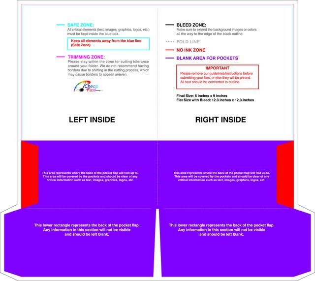 Doublepocketfolder With Slit Rightpocket 6inx9in 3in Pocket Front guideline preview