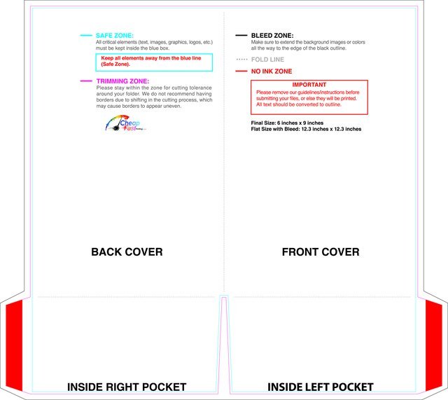 Doublepocketfolder Without Slit 6inx9in 3in Pocket Front guideline preview