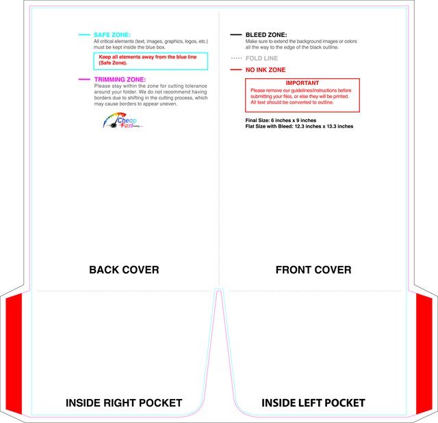 Doublepocketfolder Without Slit 6inx9in 4in Pocket Front guideline preview