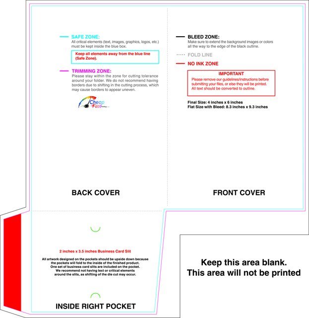 Rightpocket 4inx6in With Slit Front guideline preview