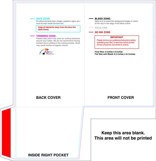 Rightpocket 4inx6in Without Slit Front guideline preview