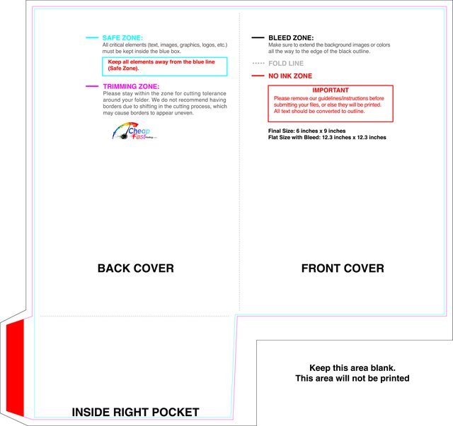 Rightpocket Without Slit 6inx9in 3in Pocket Front guideline preview