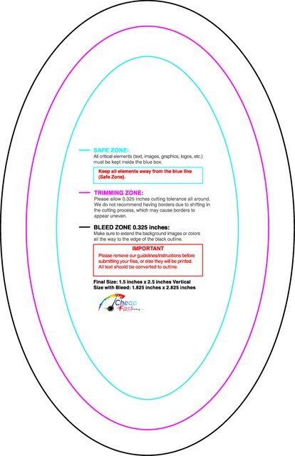 Specialty Shapes 1.5inx2.5in V Oval Front guideline preview