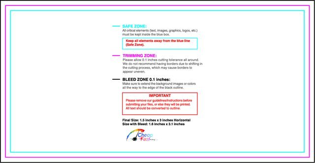 Specialty Shapes 1.5inx3in H Front guideline preview