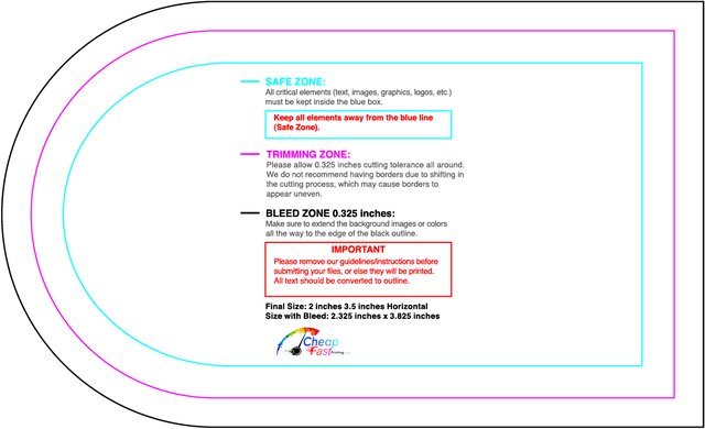 Specialty Shapes 2inx3.5in H Half Circle Back guideline preview