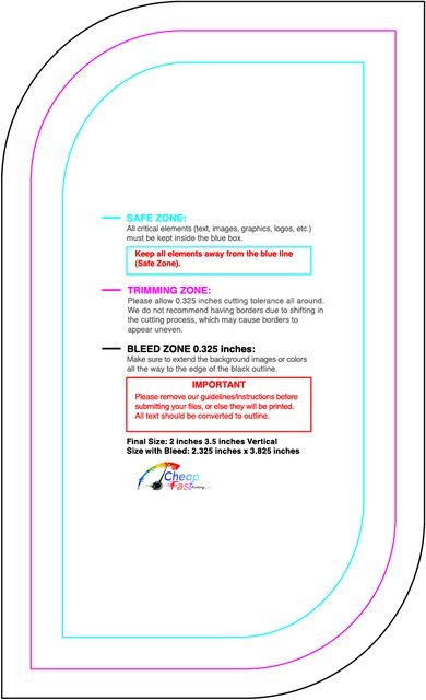 Specialty Shapes 2inx3.5in V Leaf Back guideline preview