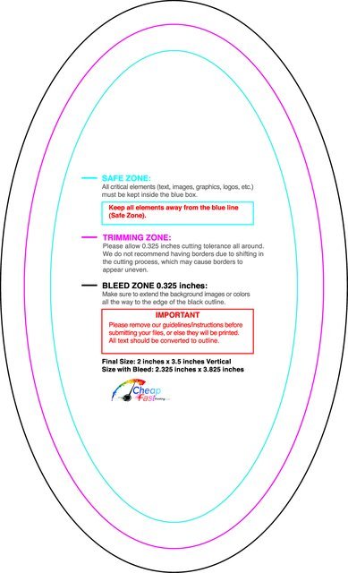 Specialty Shapes 2inx3.5in V Oval Front guideline preview