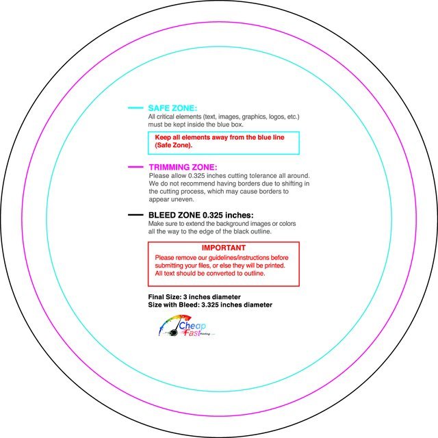 Specialty Shapes 3in Circle Front guideline preview