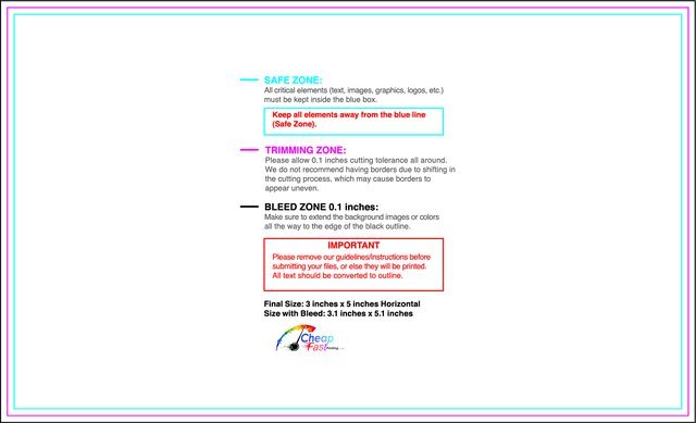 Specialty Shapes 3inx5in H Front guideline preview