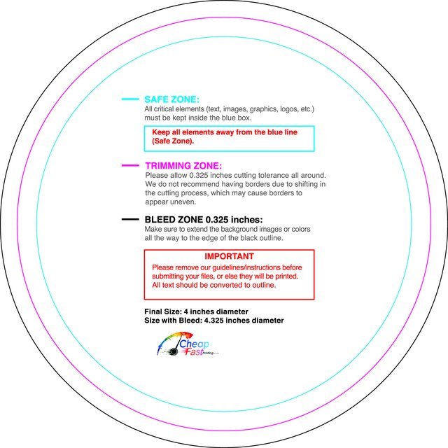 Specialty Shapes 4in Circle Front guideline preview