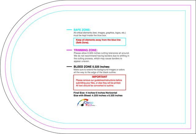 Specialty Shapes 4inx6in H Half Circle Back guideline preview